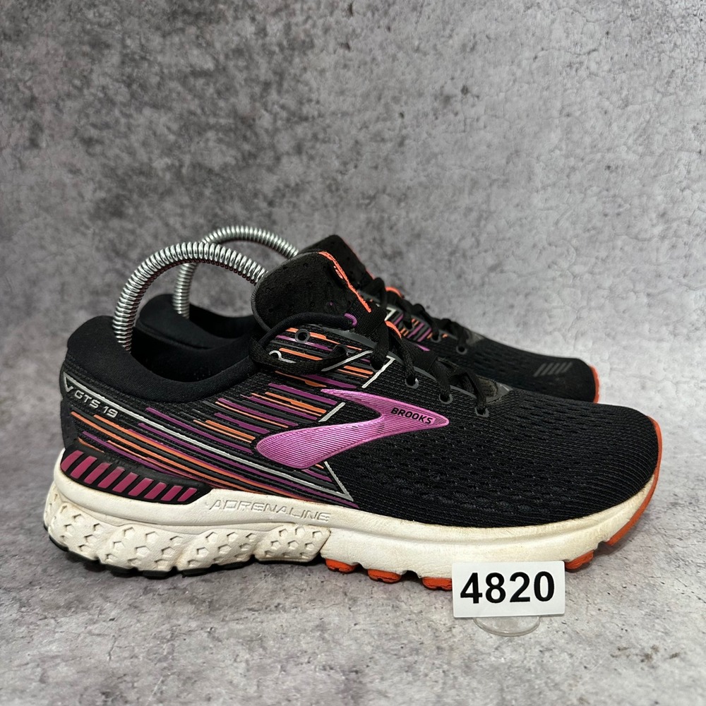 Brooks Adrenaline GTS 19 Women Size 9 Black Purple Coral Running 1202841B080